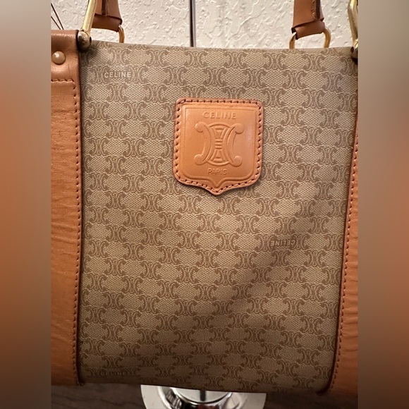 Celine Macadam Boston Bag Beige / Light Brown Coated Canvas - Picture 3 of 16